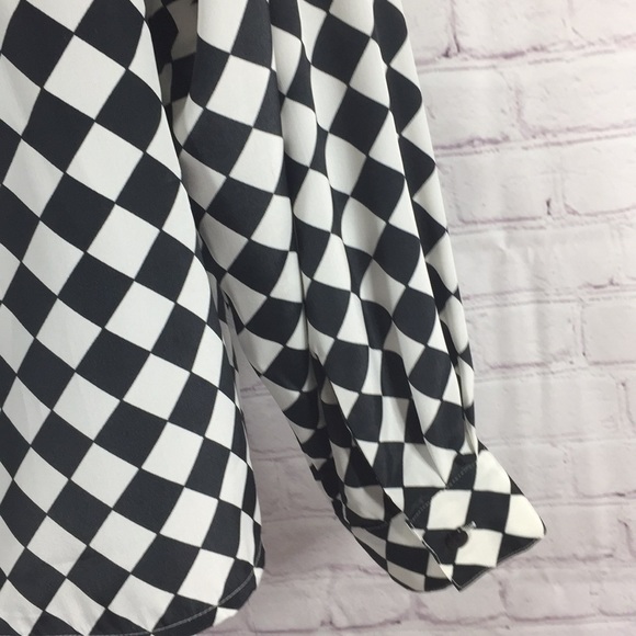 S.L.B. Black & White Large Checked Blouse Size L - Picture 6 of 8